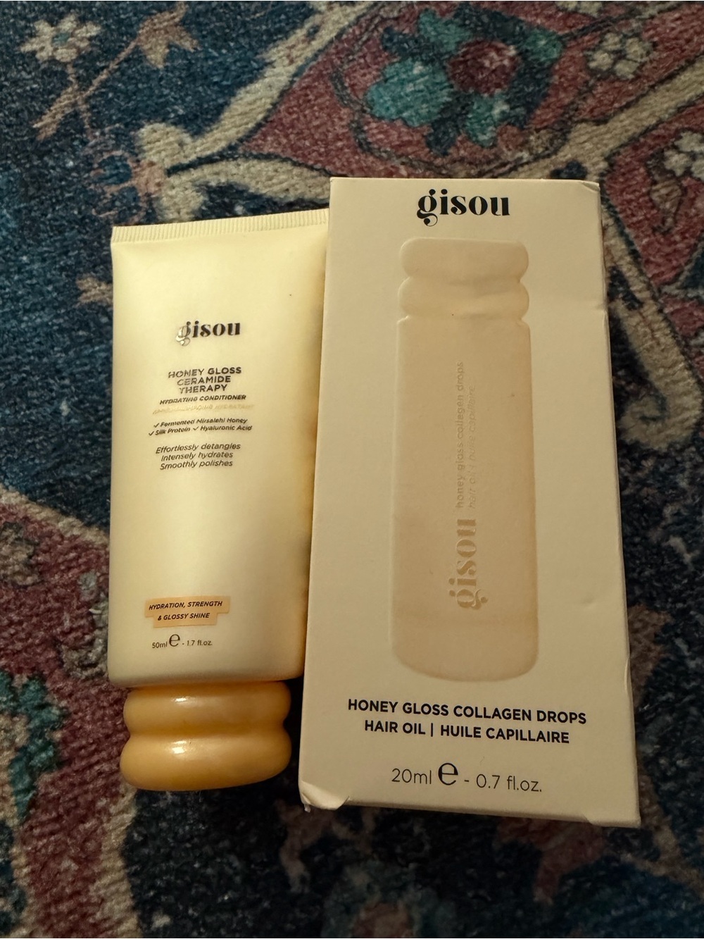 Gisou Honey Gloss Hair Duo Conditioner 50ml + Collagen Drops Hair Oil 20ml New